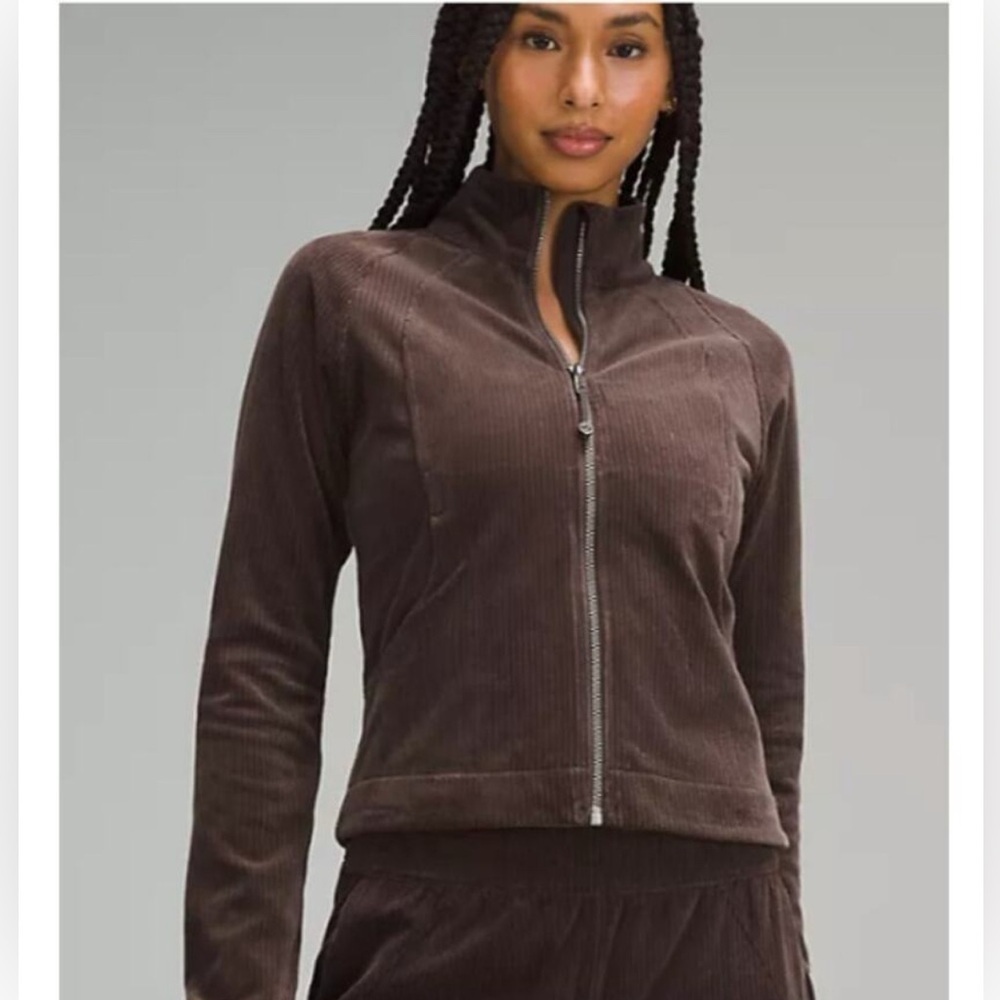 Lululemon Scuba Track Jacket Velvet Cord Brown Women Size 2